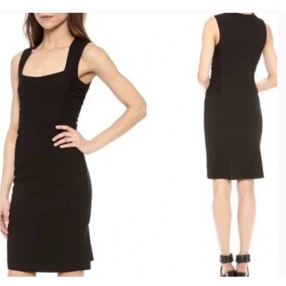 L’agence Black Ruched Sheath Dress Size 8 - Picture 2 of 14
